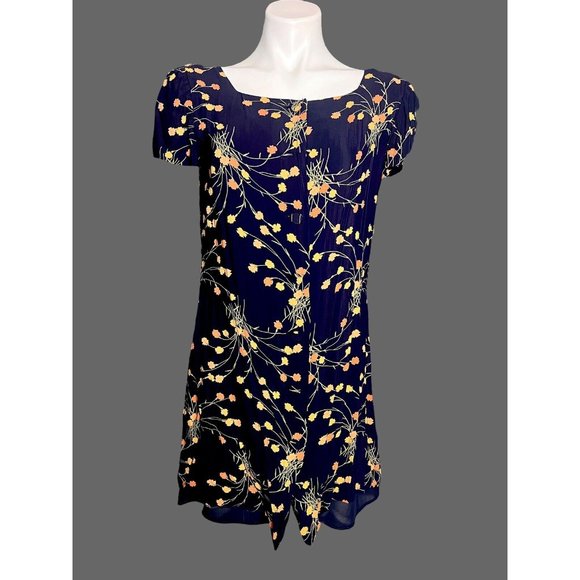 Elizabeth Wayman New York Blue‎ Square Neck Floral Dress Buttons Down Back 10 - Picture 9 of 12